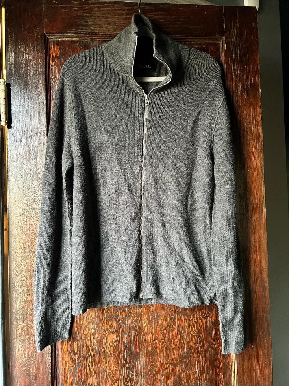 Velvet by Graham & Spencer Gray Full Zip Sweater Size Medium